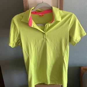 Womens neon green and pink golf polo PUMA